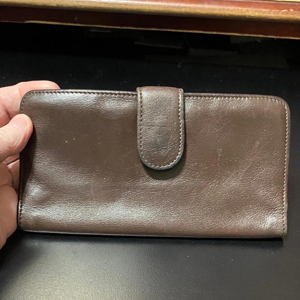 Fossil vintage brown Leather checkbook Wallet